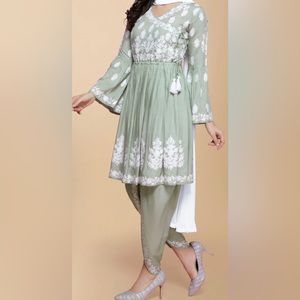 Brand new with tags chikankari frok with dhoti salwar in M size fit as L as well
